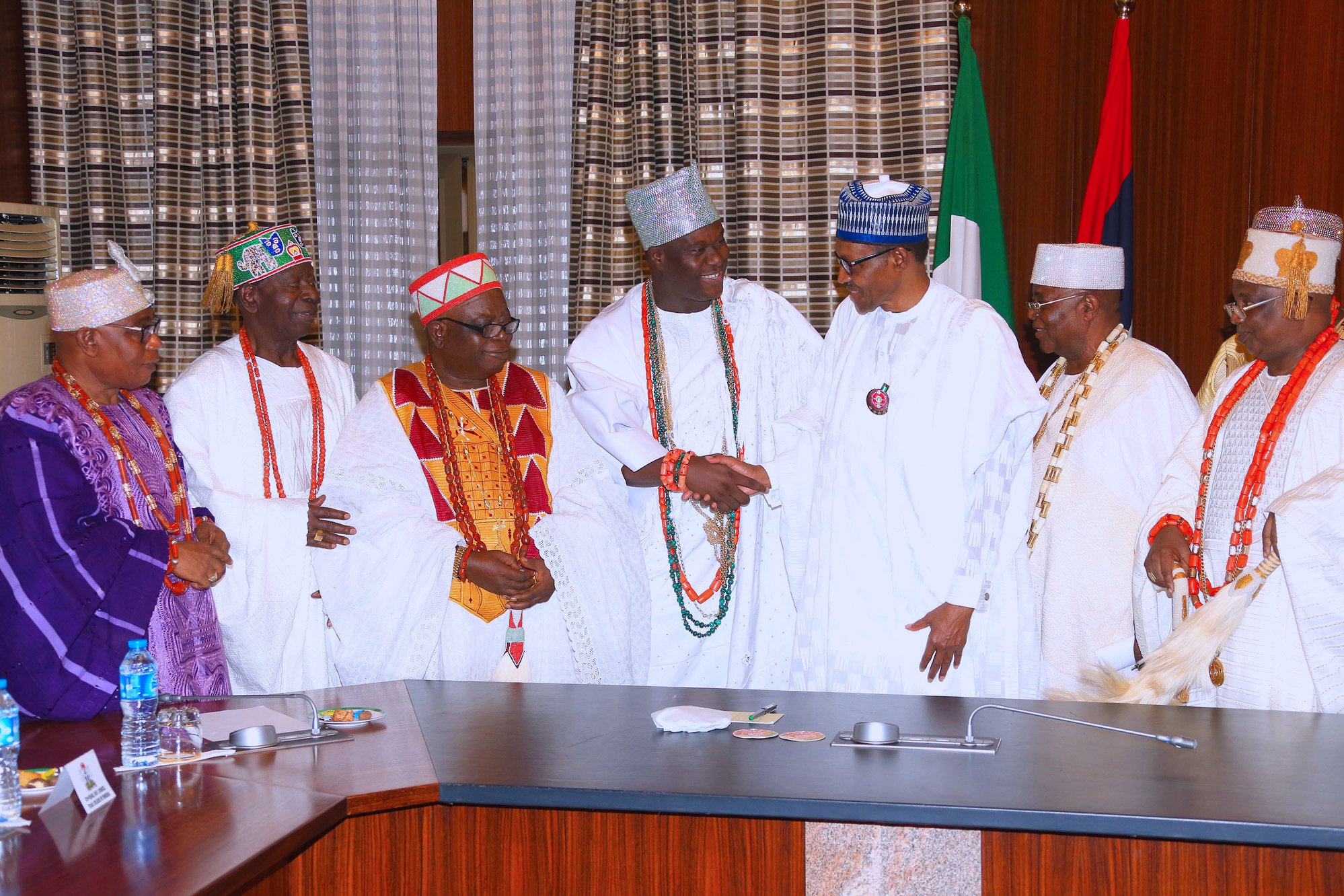 PHOTOS: Yoruba Obas visit Buhari in Aso Rock