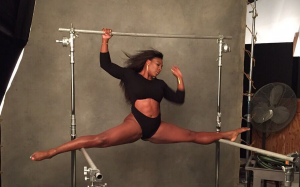 Not pole dancing. Serena calls this split warm up exercises