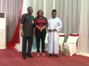 R-L: Garba Deen Muhammad, new President; Funke Egbemode, new Vice President West and Steve Ayorinde Deputy President
