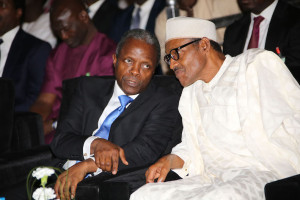 President Muhammadu Buhari and Vice President Prof Yemi Osinbajo SAN during the opening of the body’s 55th Annual General Conference held at the International Conference Centre in Abuja. PHOTO; SUNDAY AGHAEZE.