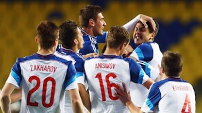 The Russian lads jubilate after a goal