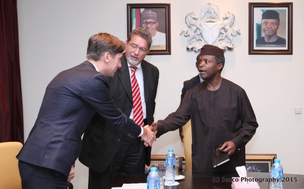 VP Yemi Osinbajo meets Fulvio Rustico, Ambassador of Italy, right, Luca Attanasio, Deputy Head of Mission