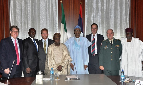Obasanjo, Colombian security experts with President Buhari