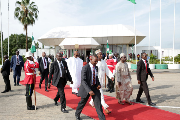 Buhari leaves to board the presidential plane