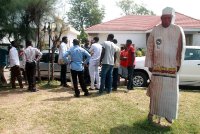 Party supporters at the premises Abubakar Audu in Lokoja . Photo by Femi Ipaye