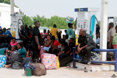 Some of the Police officer waiting to be deployed at a filling station in Lokoja. Photo by Femi Ipaye
