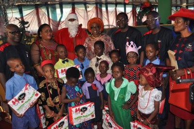 Wife of the Governor, Bolanle Ambode (middle); Steve Ayorinde (3rd right) and others at the opening ceremony of the LTV Christmas Fair
