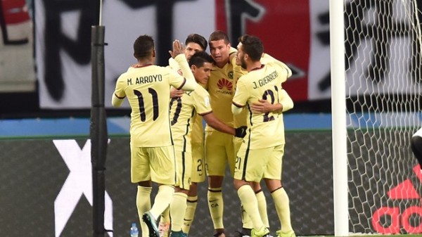 Club America players rejoice after the second goal