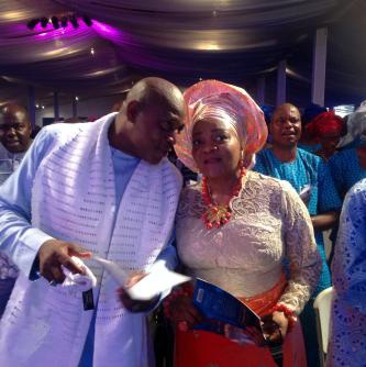 Keshi and his wife at their daughter's wedding in Lagos in 2014