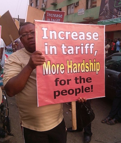 Protest against new electricity tariff
