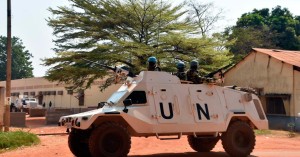 UN peacekeepers on patrol in Bangui