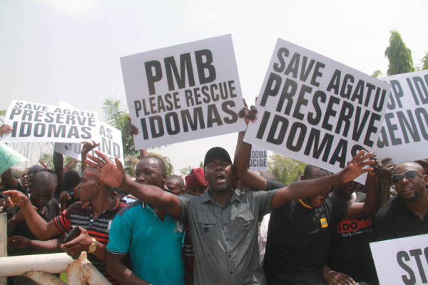 Youths from Agatu, Benue state in a protest in Abuja today. Photo Femi Ipaye