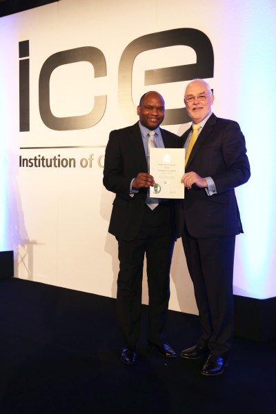 Damola Awoyokun (left) and Prof Tim Broyd, the Incoming President of the ICE