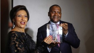 Alhaji Aliko Dangote and Maiden Ibru, publisher of The Guardian. Guardian Photo