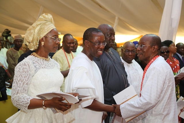 Emefiele and Governor Ifeanyi Okowa and his wife