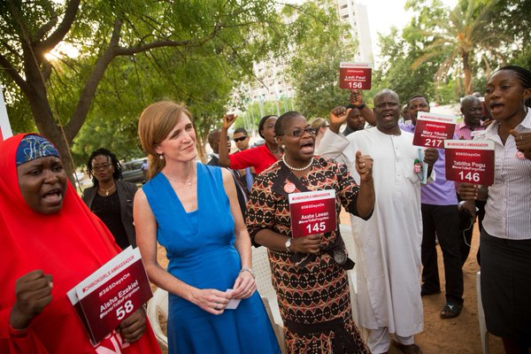 Samantha Power at Fountain Park Abuja with BBOG activists