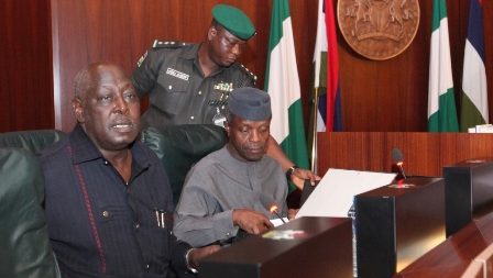 Osinbajo and Babachir David Lawal during a FEC meeting