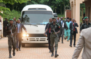 Saraki, Ekweremadu arrives court premises under tight security (Photo: Femi Ipaye)