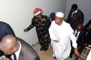 Senator Bukola Saraki and Senator Ike Ekweremadu arrives court premises for trial (photo: Femi Ipaye)
