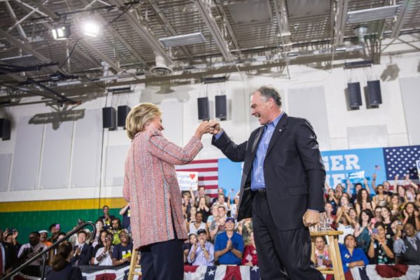 Hillary Clinton and Tim Kaine