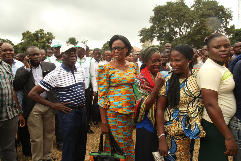 Governor Adams Oshiomhole of Edo State queues at Ward 10, Unit 1, Iyamho to cast his vote in the Edo governorship election, on Wednesday.