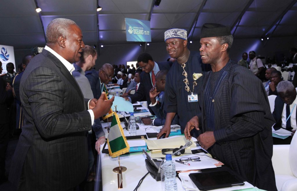 VP Osinbajo, Dakuku Peterside, DG NIMASA and President Mahama of Ghana at the event