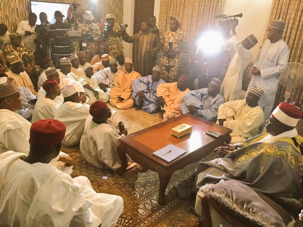 The Federal Government delegation at the palace in Dikwa