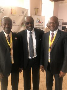 L-R: Acting Chairman of Economic and Financial Crimes Commission (EFCC), Mr Ibrahim Magu; Principal Specialist, Governance and Anti-Corruption, Commonwealth Secretariat, Dr Roger Koranteng and Director General, Anti- Corruption Bureau, Malawi, Mr Reyneck Matemba, during the 9th Commonwealth Regional Conference for Heads of Anti-Corruption Agencies in Africa in Kampala, Uganda... on Wednesday, May 8, 2019.