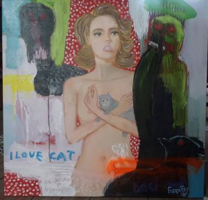 “The Argentina Lady with Bob Nosa” painting by Nigerian artist, Bob Nosa and an Argentine artist, Silvia Flora Fay.