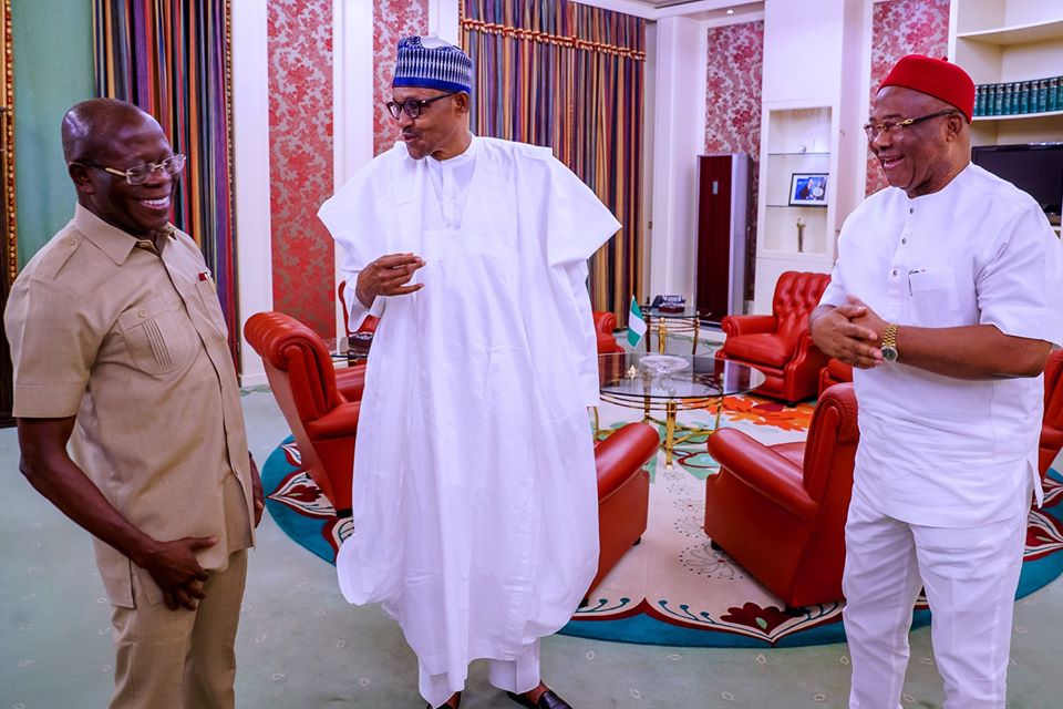 PHOTOS: Gov. Uzodinma visits Buhari in Aso Rock