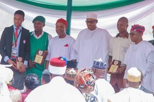 President Buhari with the lucky students