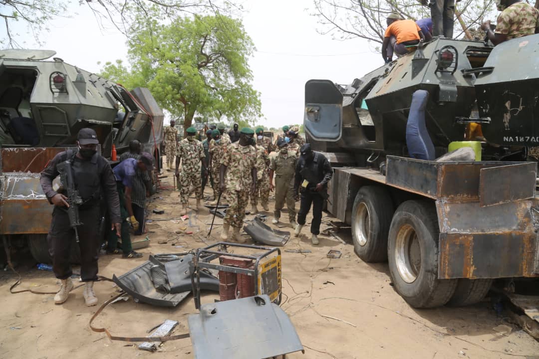 Buratai inspects construction of combat vehicles in Maiduguri ( PHOTOS)
