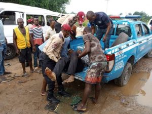 FILE PHOTO: FRSC operatives evacuating victims from a scene of road crash in Nigeria