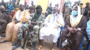 File photo: Sheikh Gumi (in white robe) meets some bandits