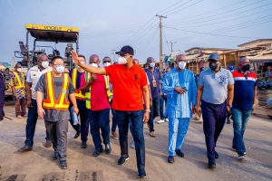 Governor Abiodun inspecting road projects in Abeokuta