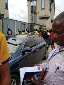 Party Agents of other other than PDP protesting against alleged fake results sheets for 15 Units in Asari-Toru LGA