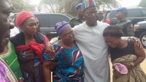 Governor of Benue State, Samuel Ortom condoling with women who lost their dear ones to the gunmen