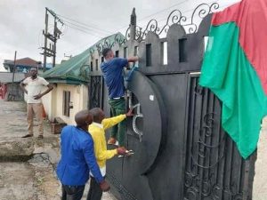 Yenagoa office of NDDC sealed and Ijaw Youth Council, flag hung at the gate.