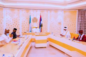 Buhari and Osinbajo at the meeting with the religious leaders