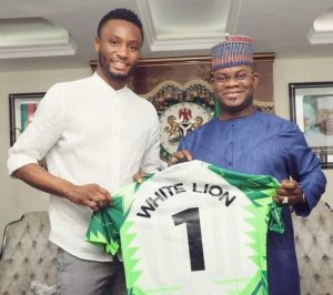 Nigerian Footballer, Mikel Obi on courtesy visit to Gov. Yahaya Bello of Kogi on Sunday in Abuja.