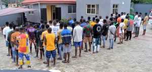 Some of the arrested internet fraudsters