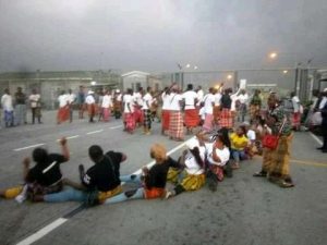 The protesters at the gate of NLNG before the violence