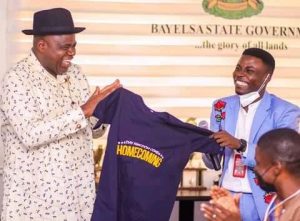 Governor Duoye Diri and Winner of Season Six of the recently concluded Nigerian Idol, Kingdom Kroseide.