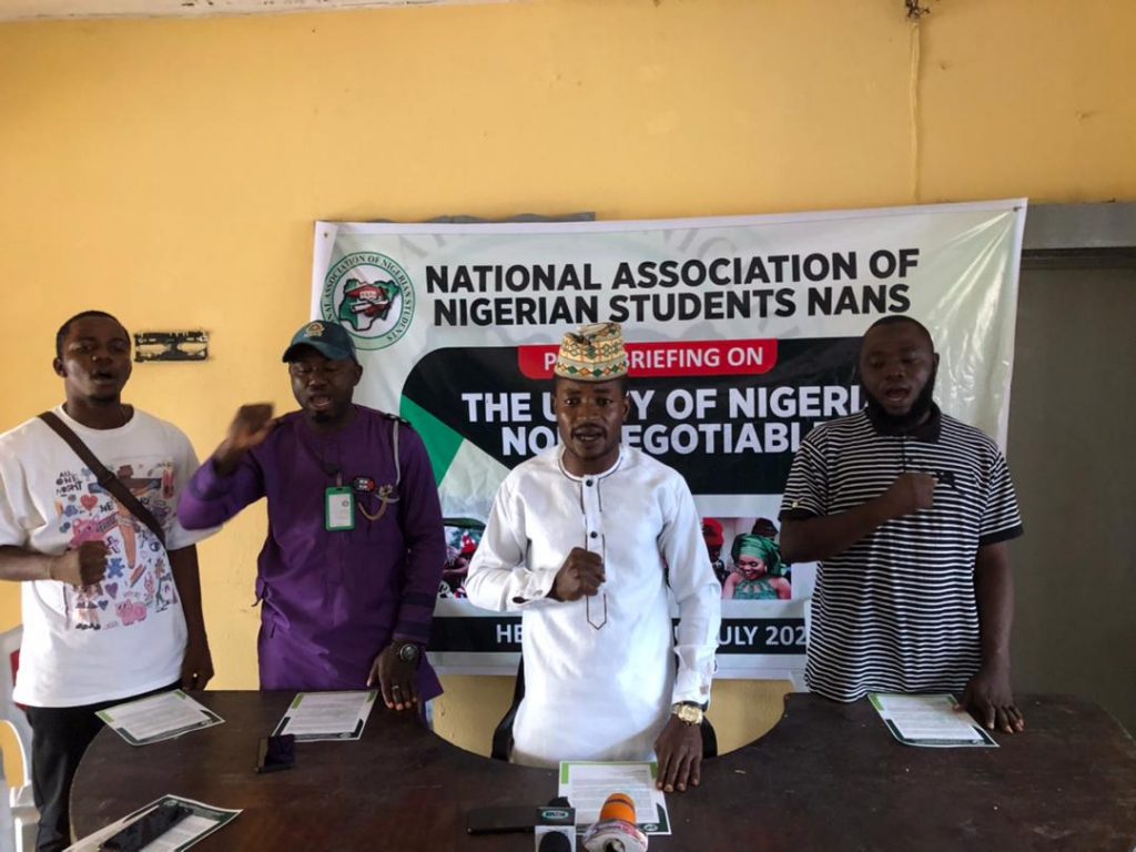 NANS President and other members during the press conference