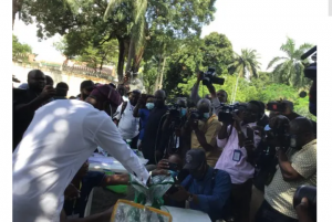 Governor Sanwo Olu, casting his vote in Ikoyi Lagos during the local government election on Saturday
