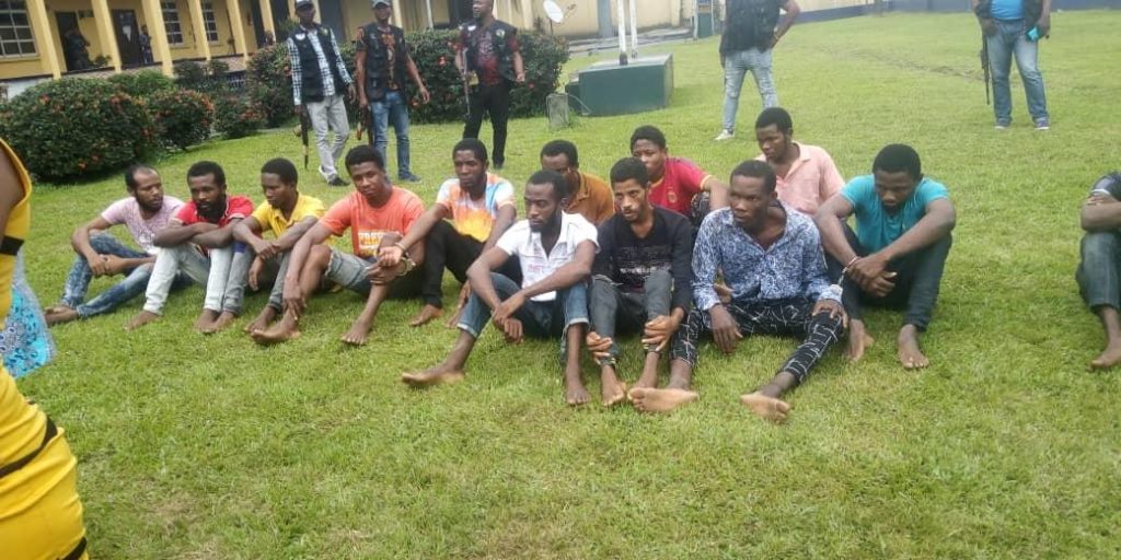 The suspects paraded by the Rivers Police Commissioner, Eboka Friday