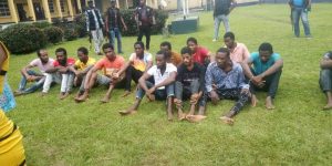 The suspects paraded by the Rivers Police Commissioner, Eboka Friday