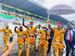 First from right: Professor Charles Chukwuma Soludo the governorship candidate of APGA elected as Anambra governor