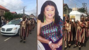 The burial procession of Rachel Oniga on Friday in Lagos