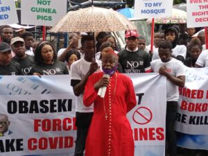 CSOs protesting against Governor Obaseki no covid-19, no public gathering order in Benin on Monday